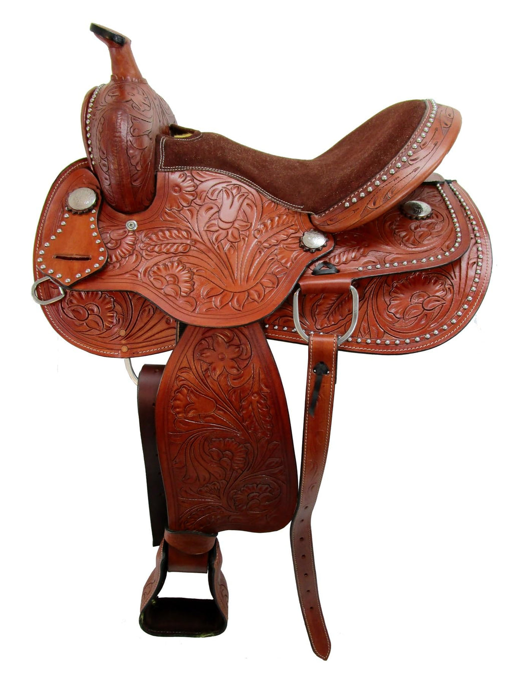 Tooled Leather Western Horse Saddle 15 16 17 18 Q3018