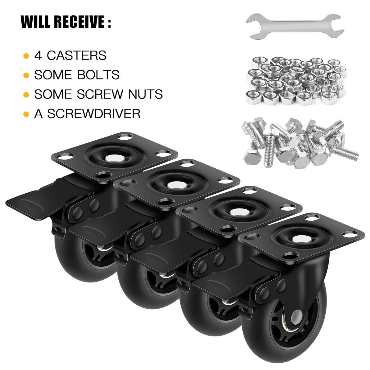 3” Lock Casters Set of 4 Heavy Duty F538