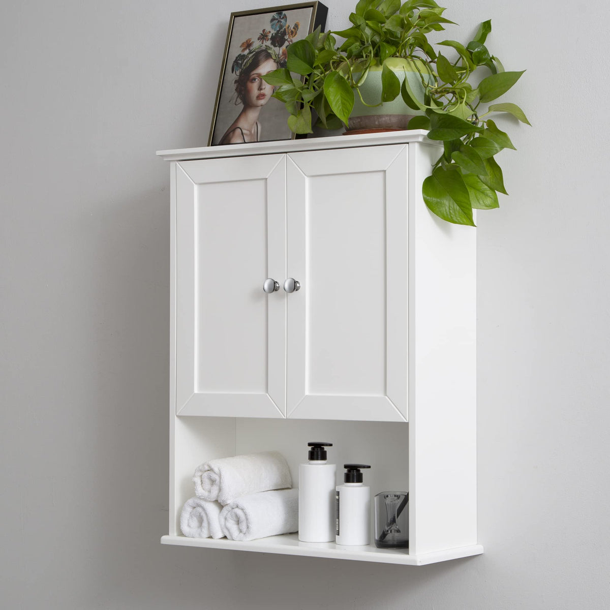 White Wall Mounted Wooden Bathroom Cabinet A615