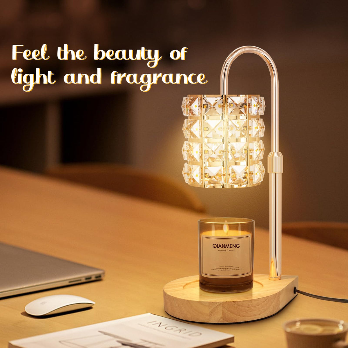 Candle Warmer Lamp with Timer, 2 Bulbs, Gold F78347
