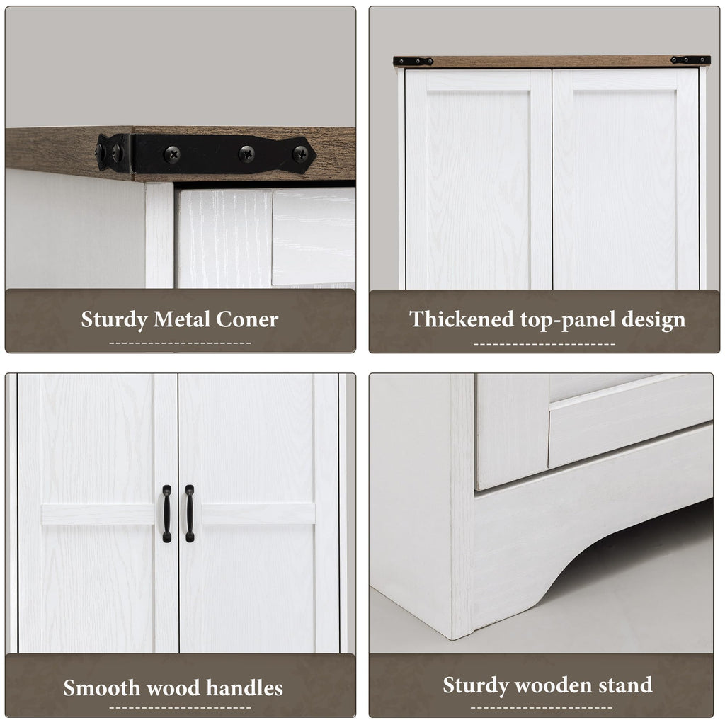 71" White Wooden Armoire Wardrobe Closet with 2 Doors & 2 Drawers D838855
