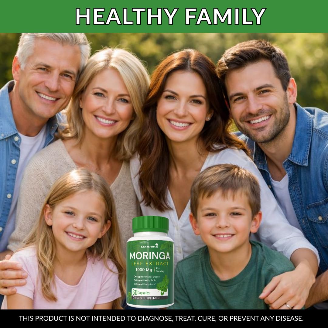 Moringa Capsules Organic 1000MG 60 Count Pack-2 E561538