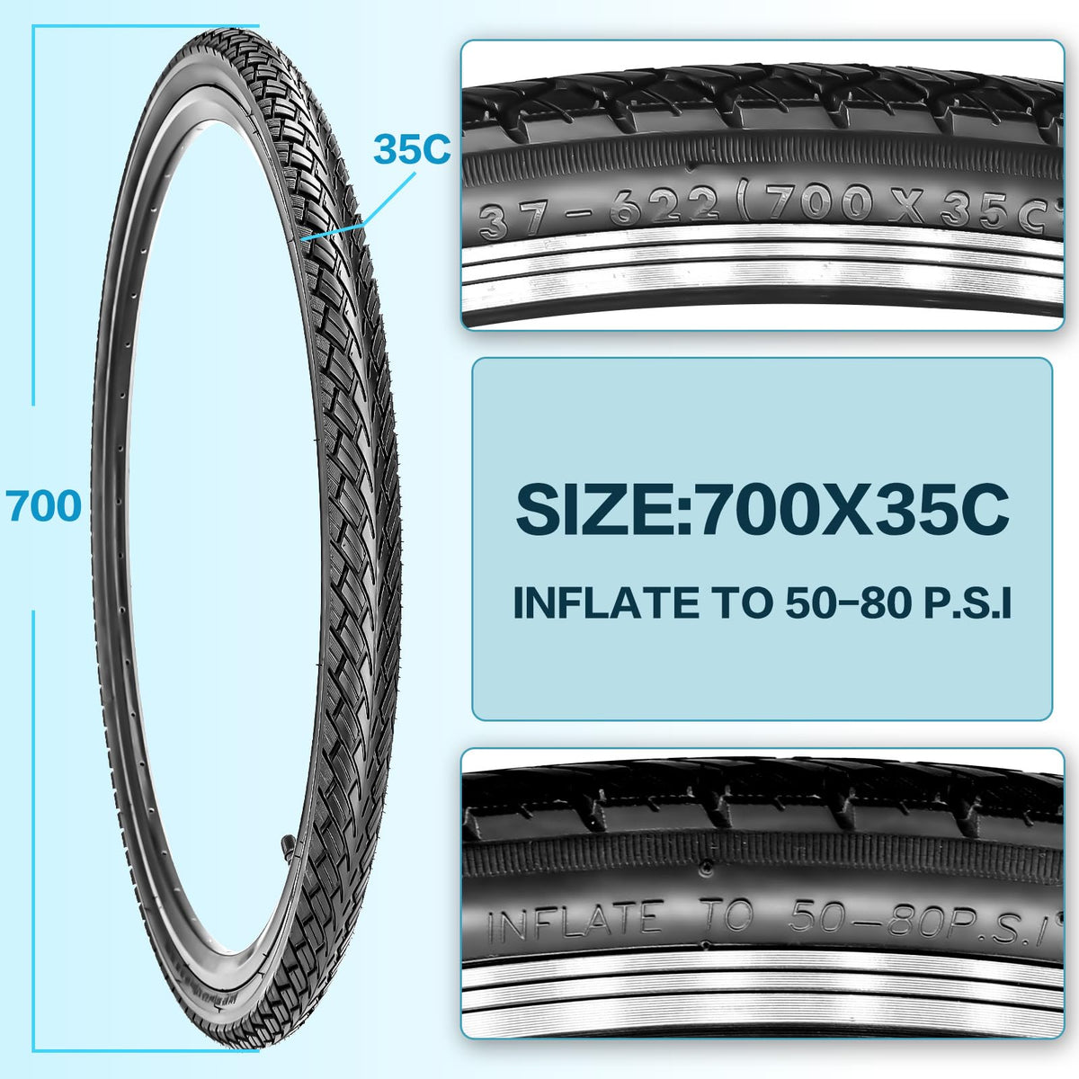 Foldable Road Bike Tires and Inner Tubes 2-Pack J177162