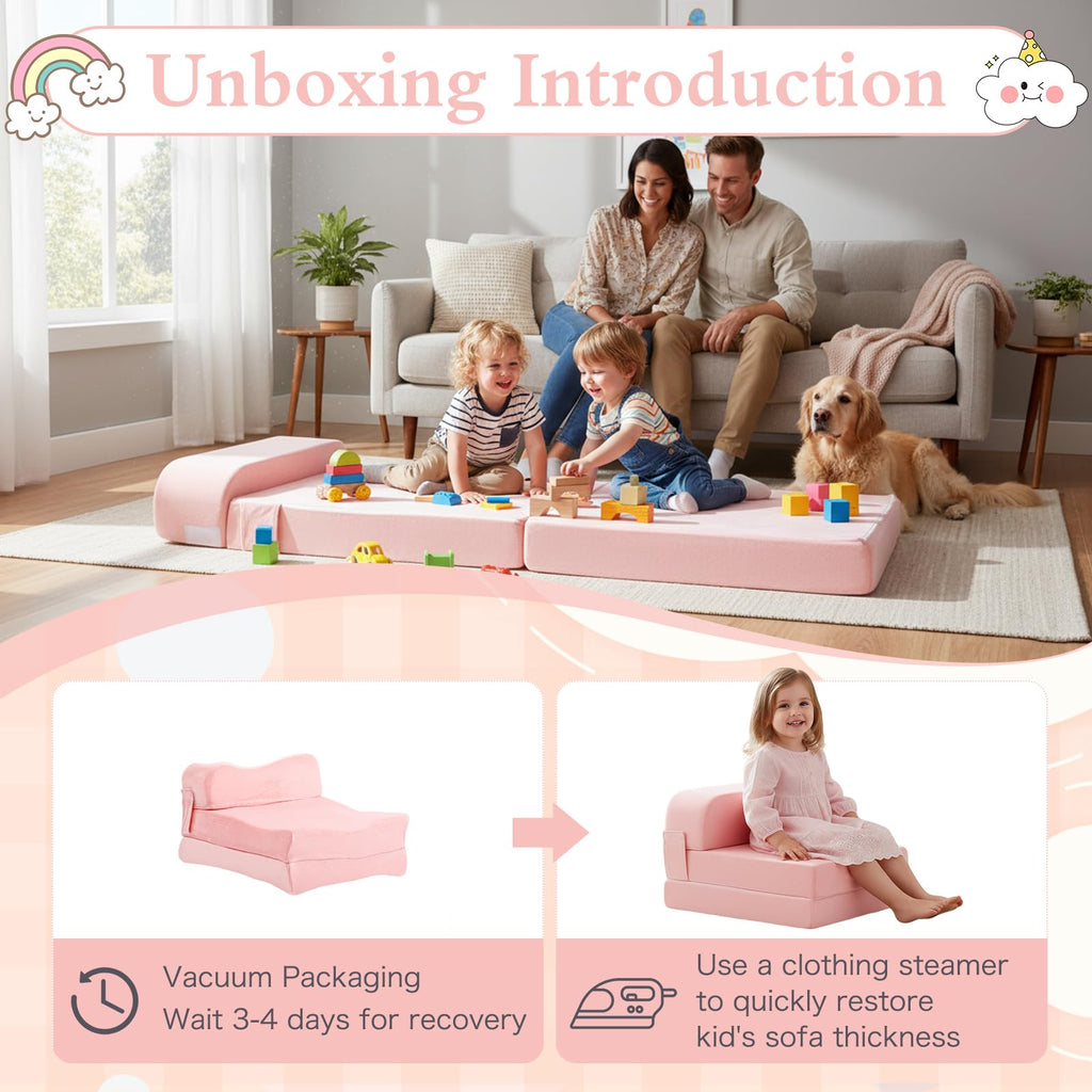 Pink Folding Sofa Bed with Removable Cover G94958
