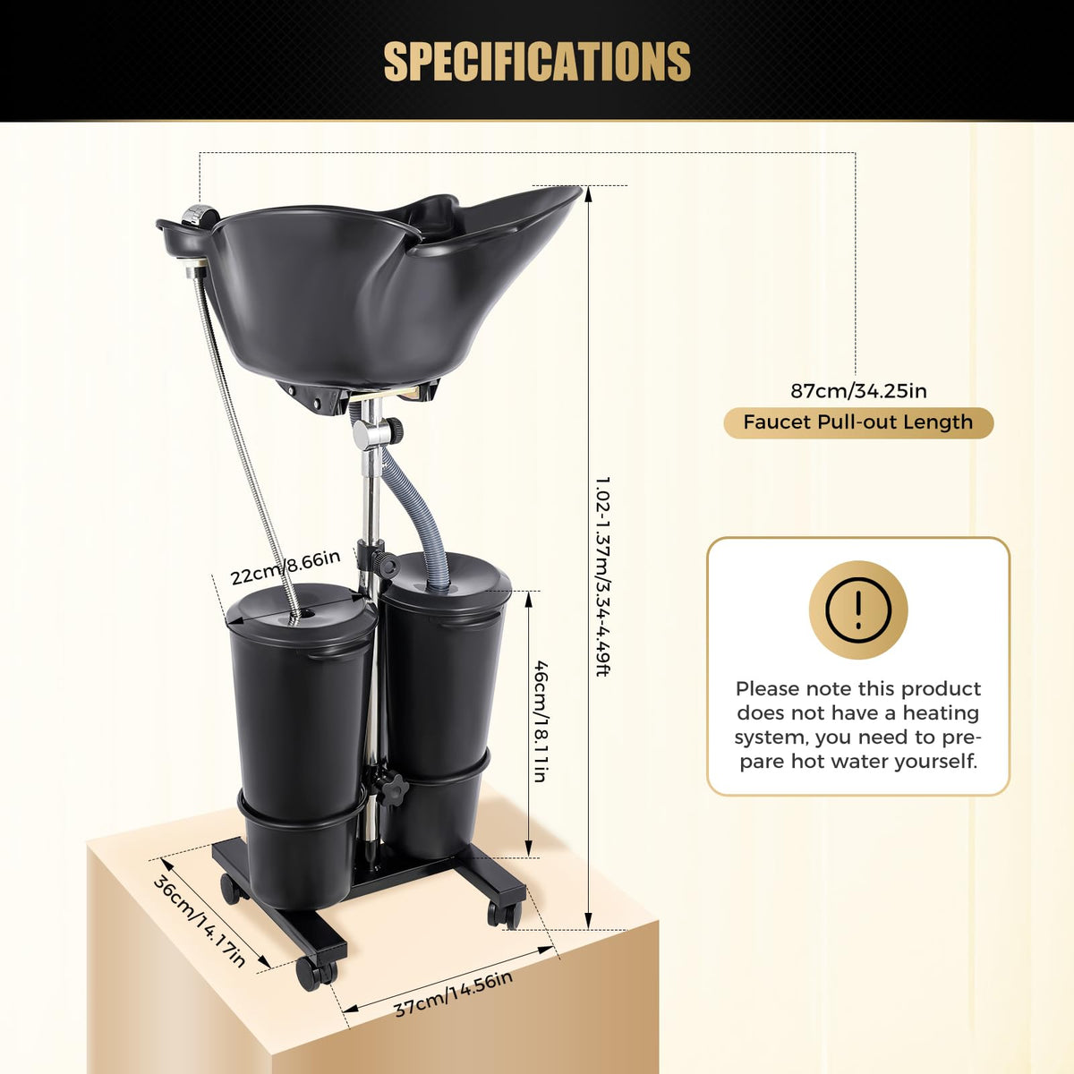 Portable Shampoo Basin with 2 Water Buckets O31124