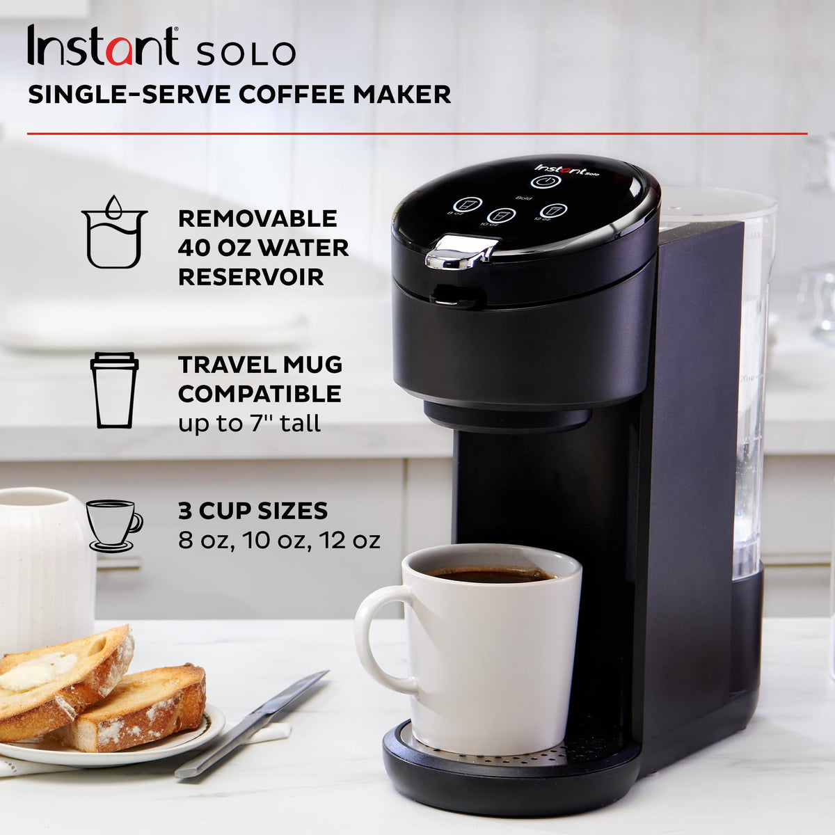 Single Serve K-Cup Pod Compatible Coffee Maker with 40oz Water Reservoir, Black E690527