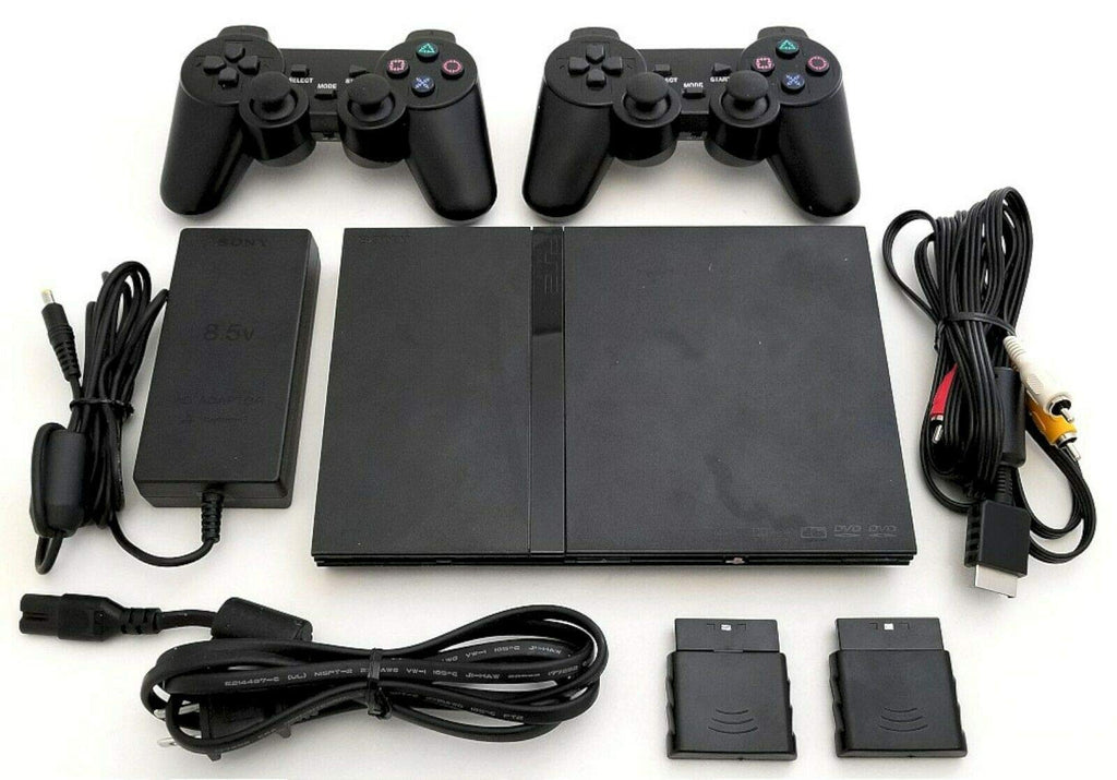 PS2 Slim Gaming Console with 2 Wireless Controllers N204