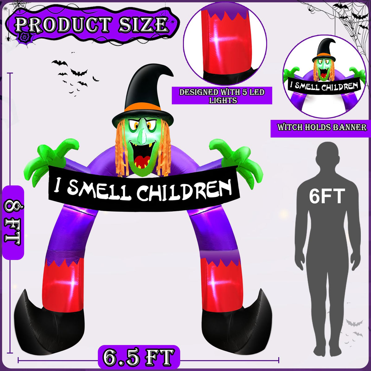 8Ft Halloween Inflatable Witch Archway U9393