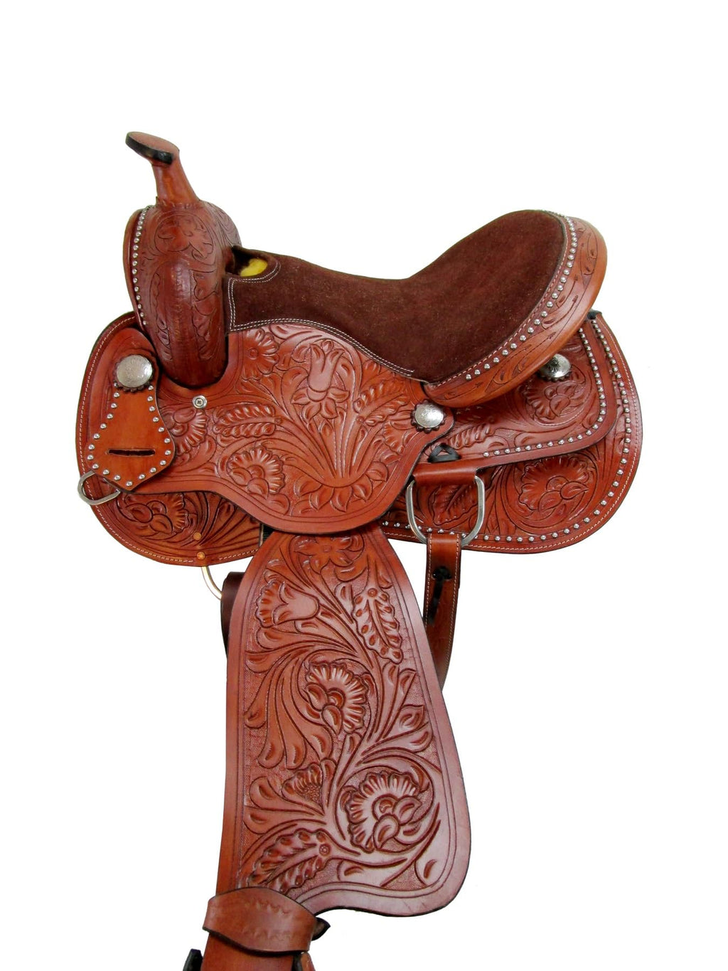 Tooled Leather Western Horse Saddle 15 16 17 18 Q3018