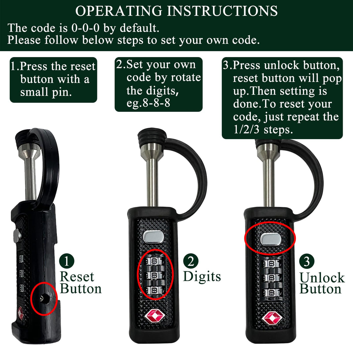 TSA Lock 3-Dial Combo Padlock 2 Pack G686761