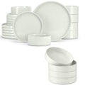 18-Piece Speckled White Stoneware Dinnerware Set E4497