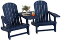 Dark Blue HDPE Adirondack Chairs Set of 2 with Cup Holder C32969