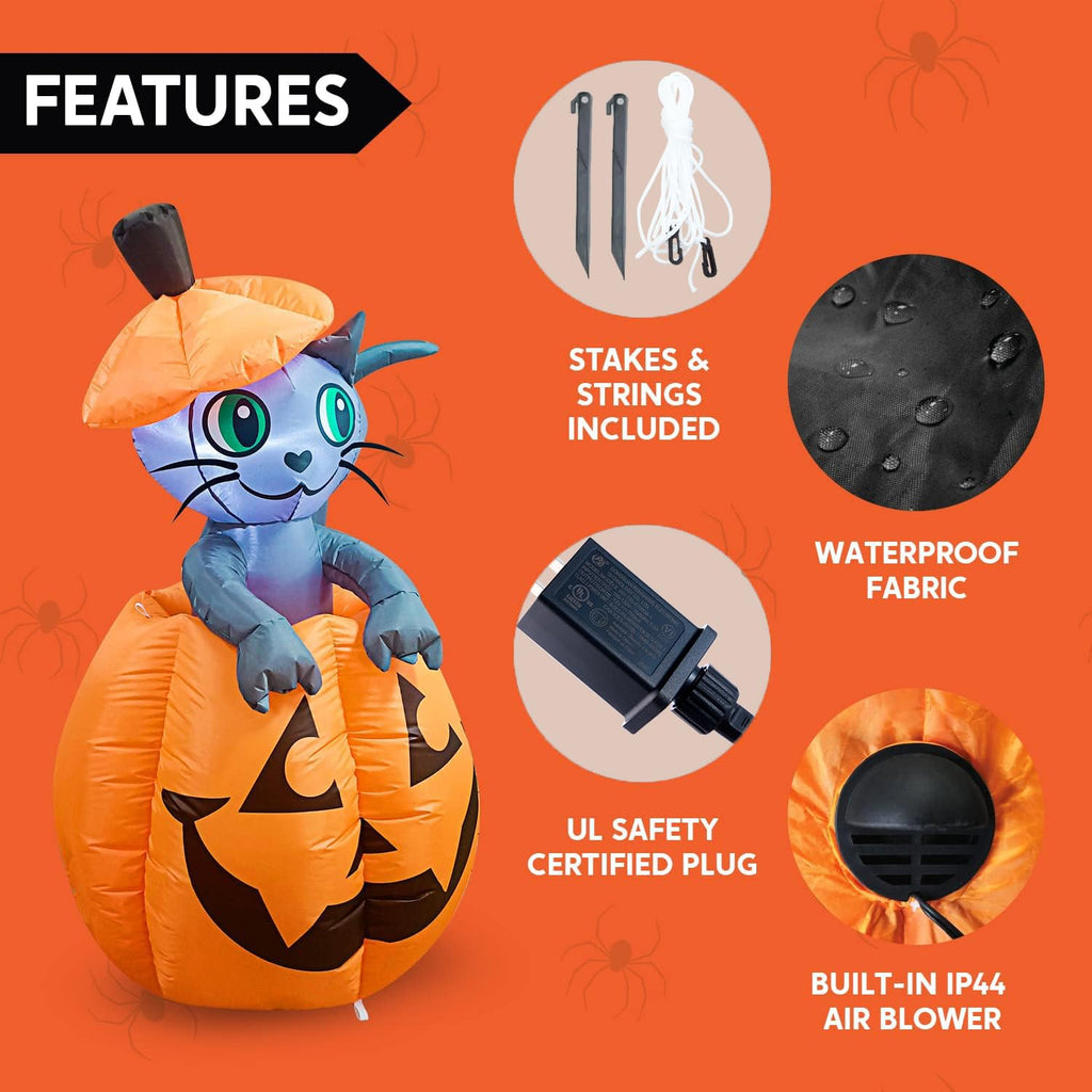 5 FT Animated Pumpkin Inflatable with LEDs E5270