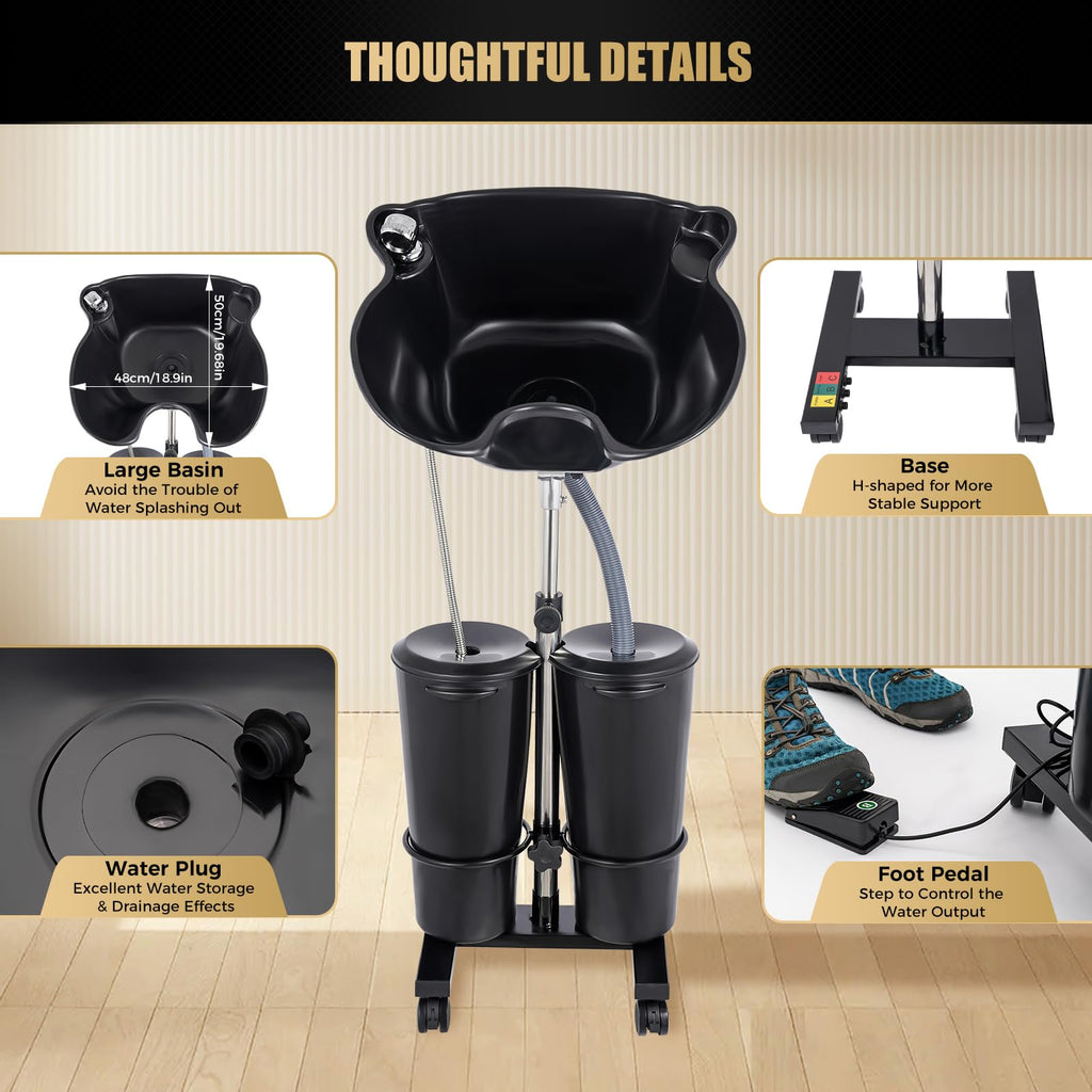 Portable Shampoo Basin with 2 Water Buckets O31124