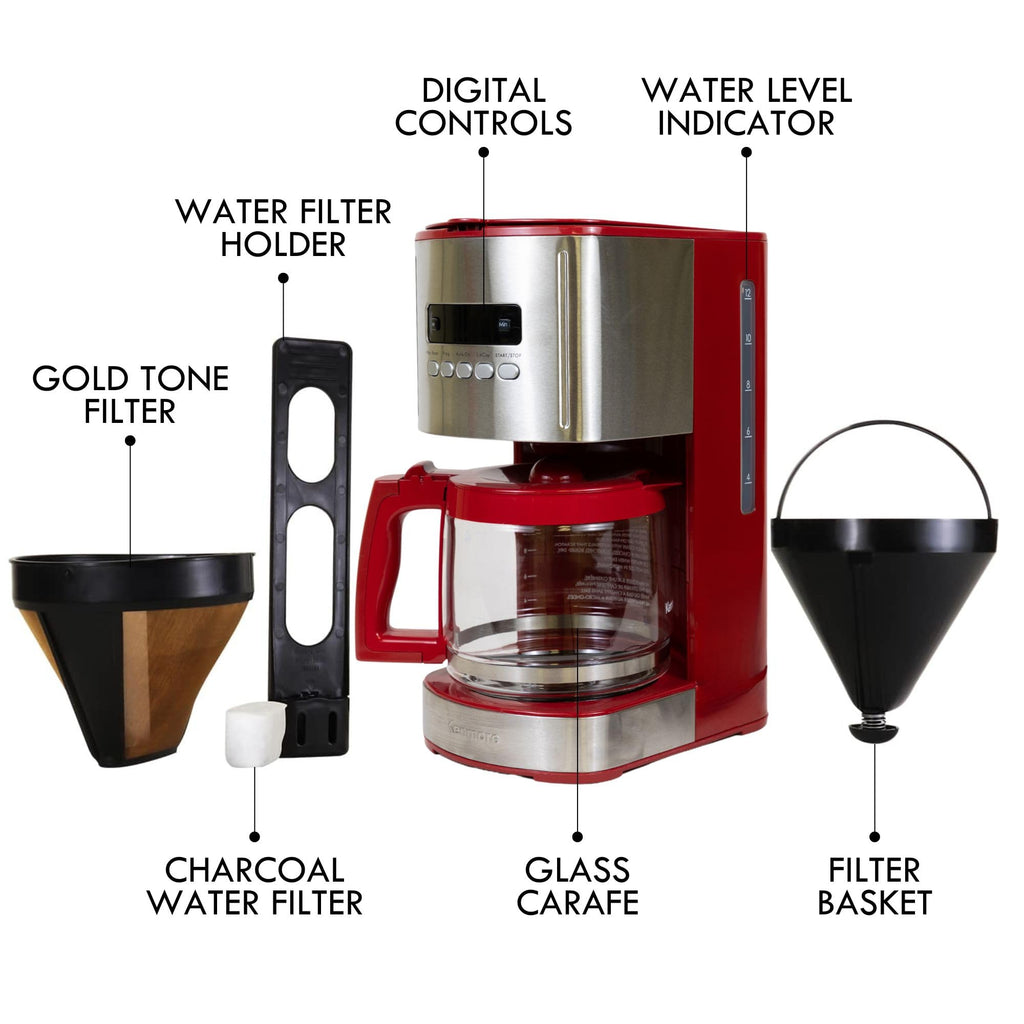 12 Cup Programmable Drip Coffee Maker with Glass Pot C11290