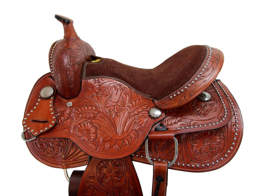 Tooled Leather Western Horse Saddle 15 16 17 18 Q3018