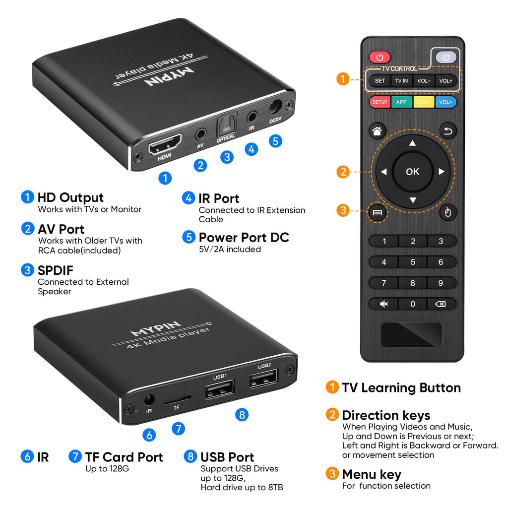4K Media Player with Remote Control X705388