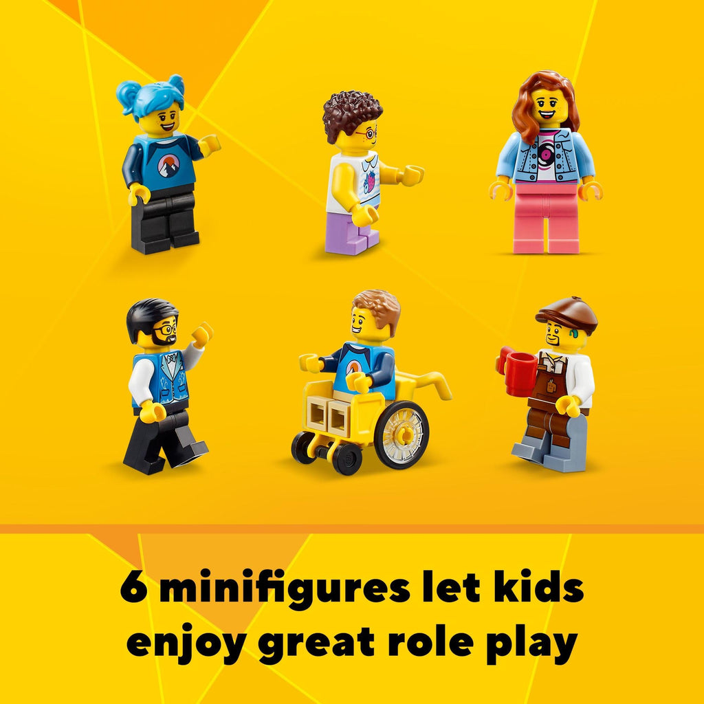 Building Toy Set, 3 in 1 City Art Deco Building, Market Street Hotel, Café Music Store and 6 Minifigures Q567008