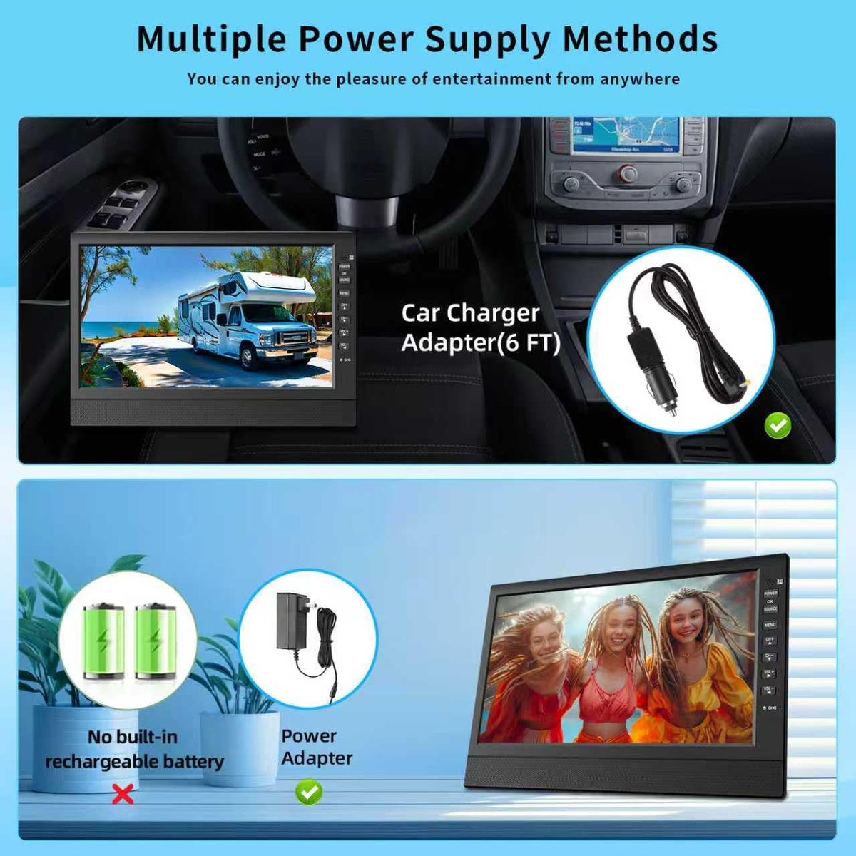 12” Portable Flat Screen TV with Digital Tuner J487024
