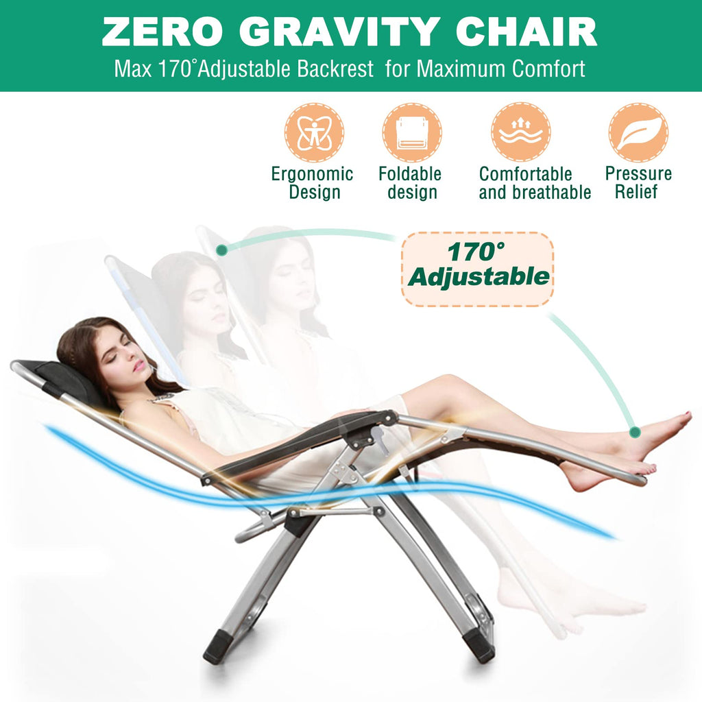 Zero Gravity Folding Lounge Chair with Cushion and Cup Holder N338905