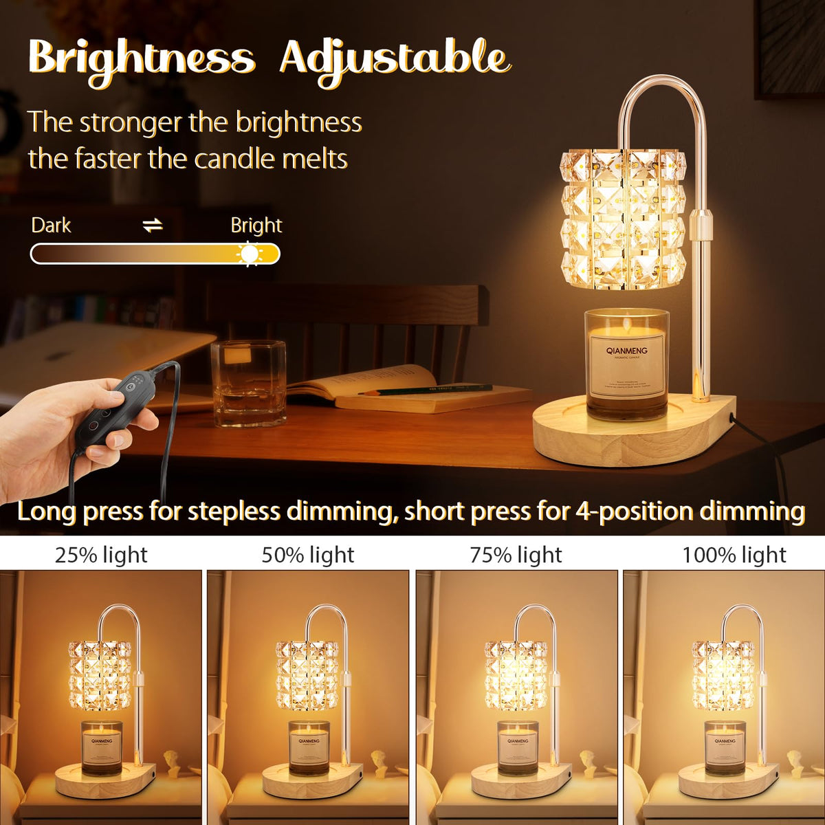 Candle Warmer Lamp with Timer, 2 Bulbs, Gold F78347