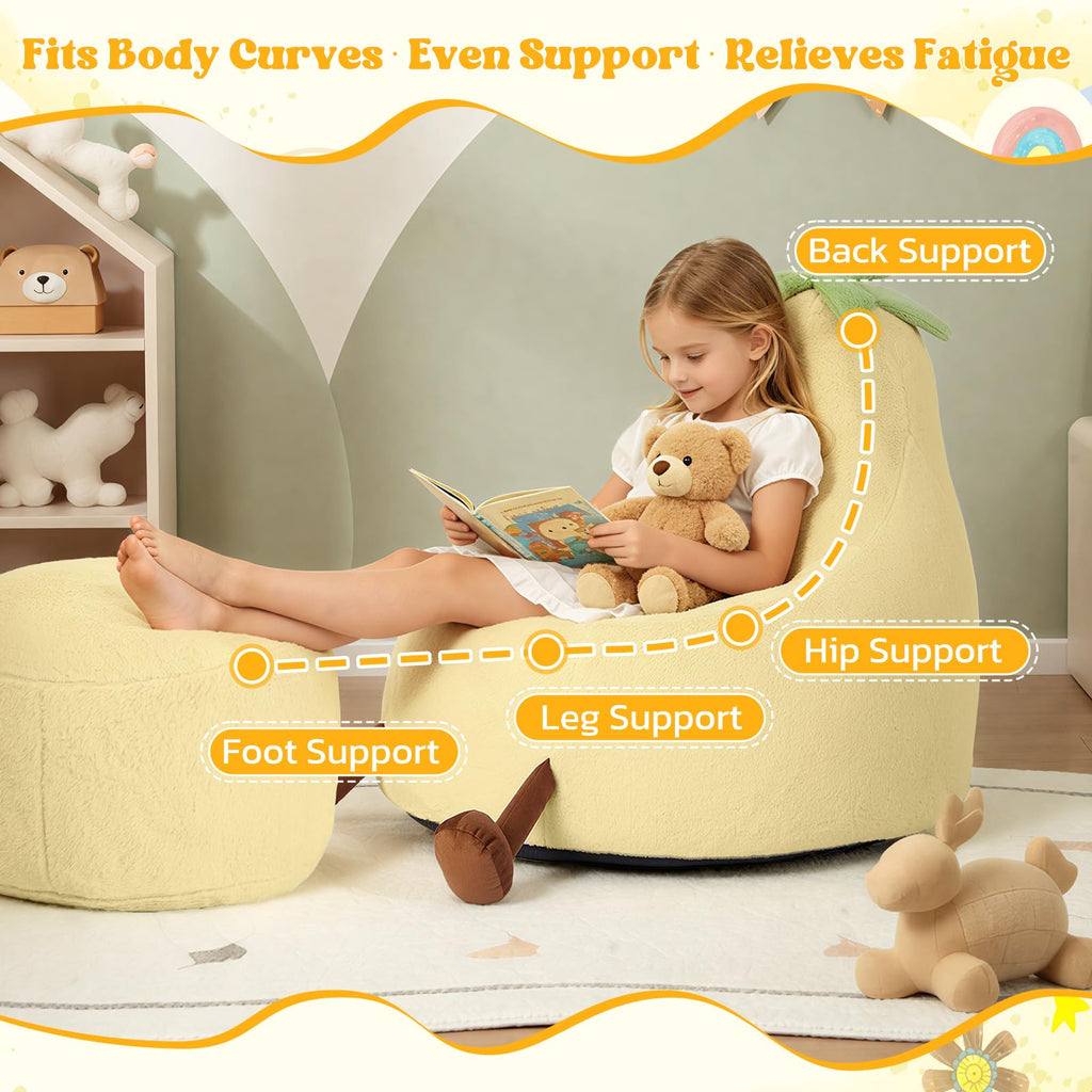 Yellow Faux Rabbit Fur Memory Foam Bean Bag Chair P408