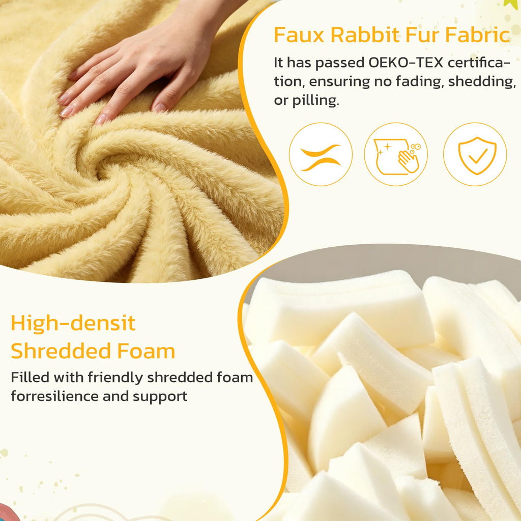 Yellow Faux Rabbit Fur Memory Foam Bean Bag Chair P408