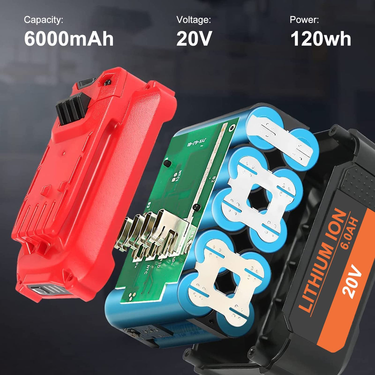 20V 6000mAh Replacement Battery 2 Packs G965472
