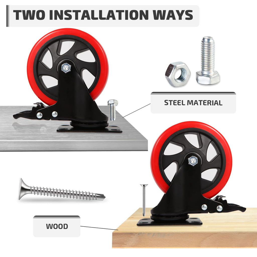 5 Inch Swivel Caster Wheel Set of 4 with Brake O13012
