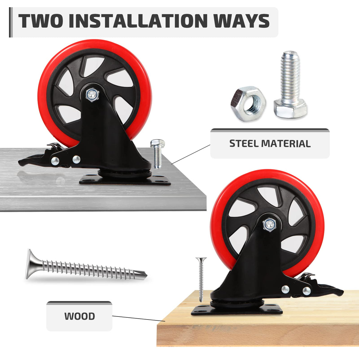 5 Inch Swivel Caster Wheel Set of 4 with Brake O13012
