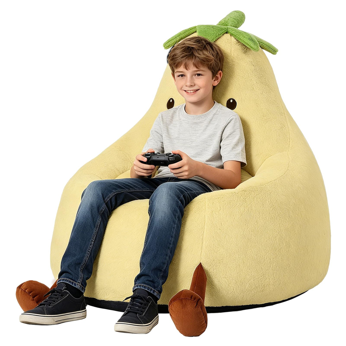 Yellow Faux Rabbit Fur Memory Foam Bean Bag Chair P408