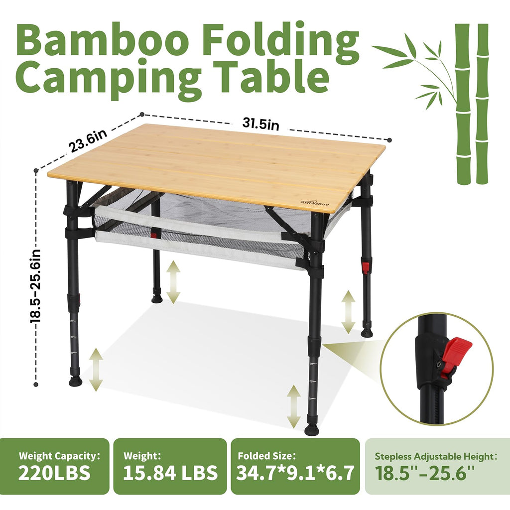 Bamboo Aluminum Folding Camping Table H6522