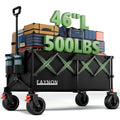 46" Collapsible Foldable Extended Wagon, 500LB Weight Capacity with 280L Heavy Duty Folding Cart, Black W998