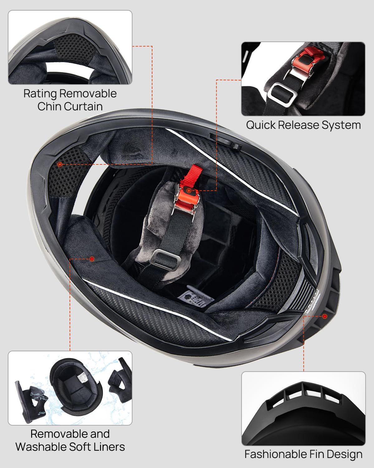 Full Face Motorcycle Helmet DOT Anti-Fog Pinlock X187402