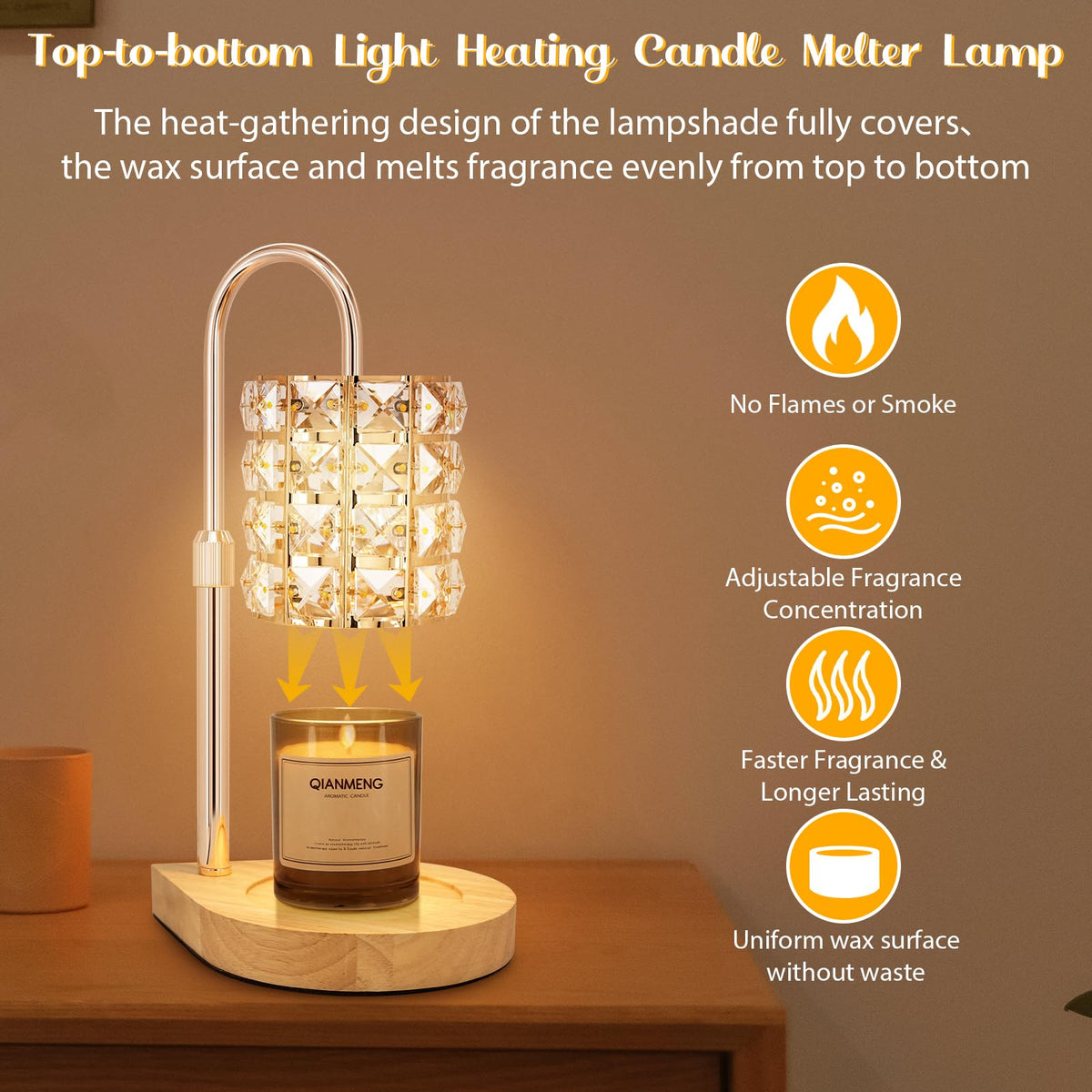 Candle Warmer Lamp with Timer, 2 Bulbs, Gold F78347