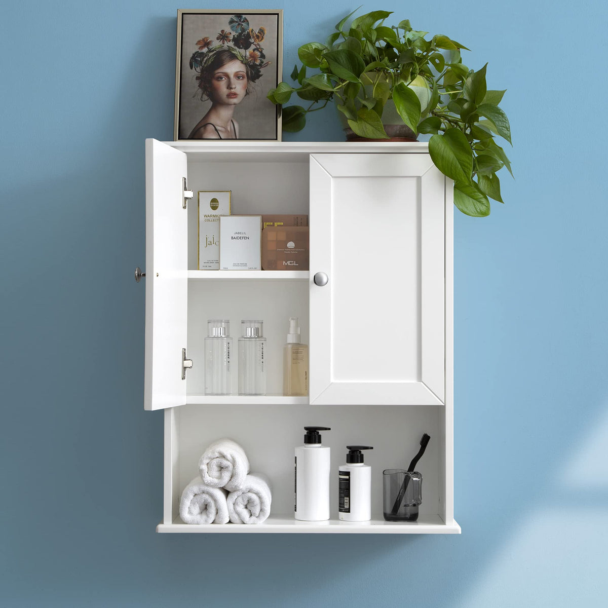 White Wall Mounted Wooden Bathroom Cabinet A615