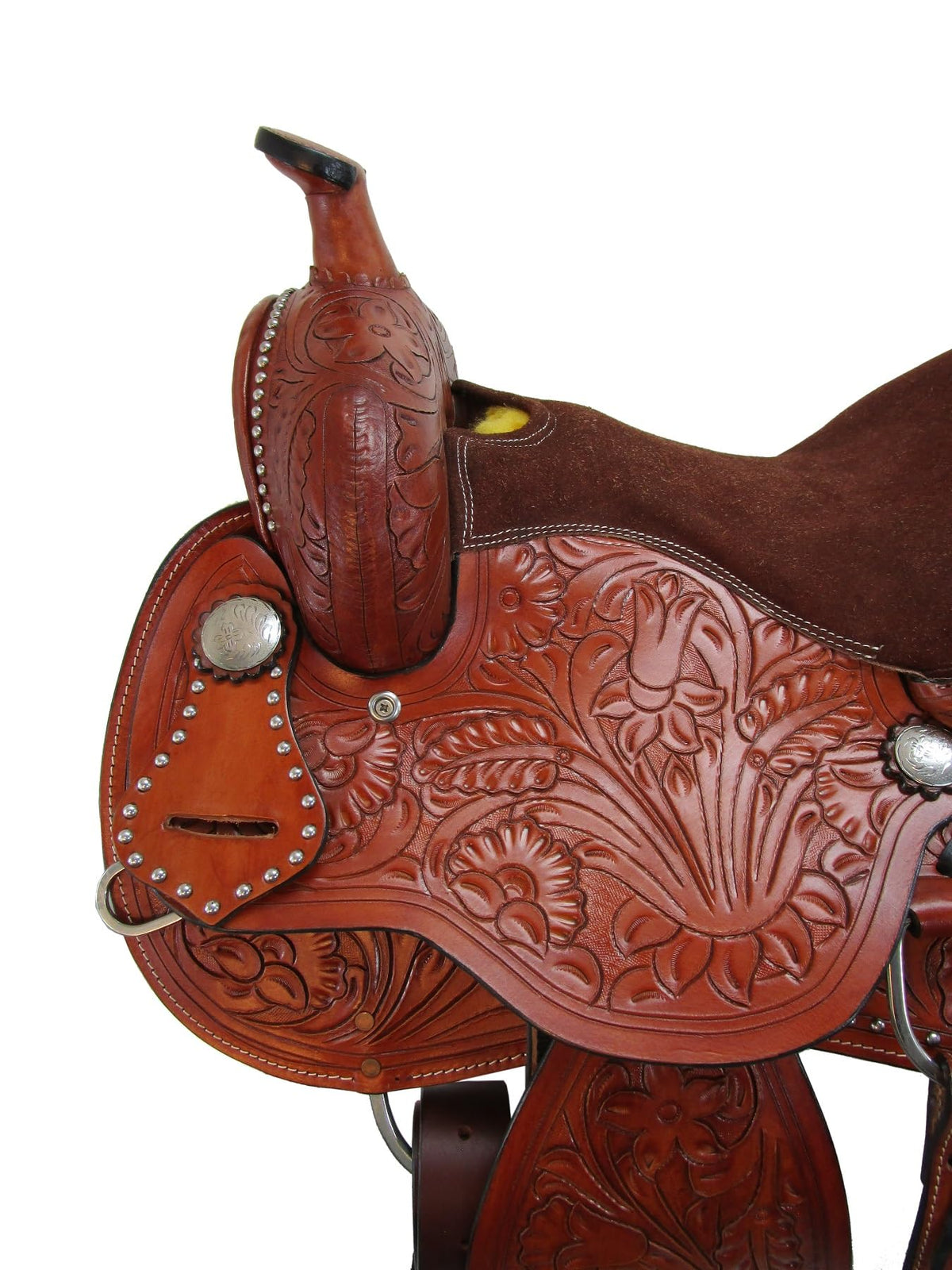 Tooled Leather Western Horse Saddle 15 16 17 18 Q3018
