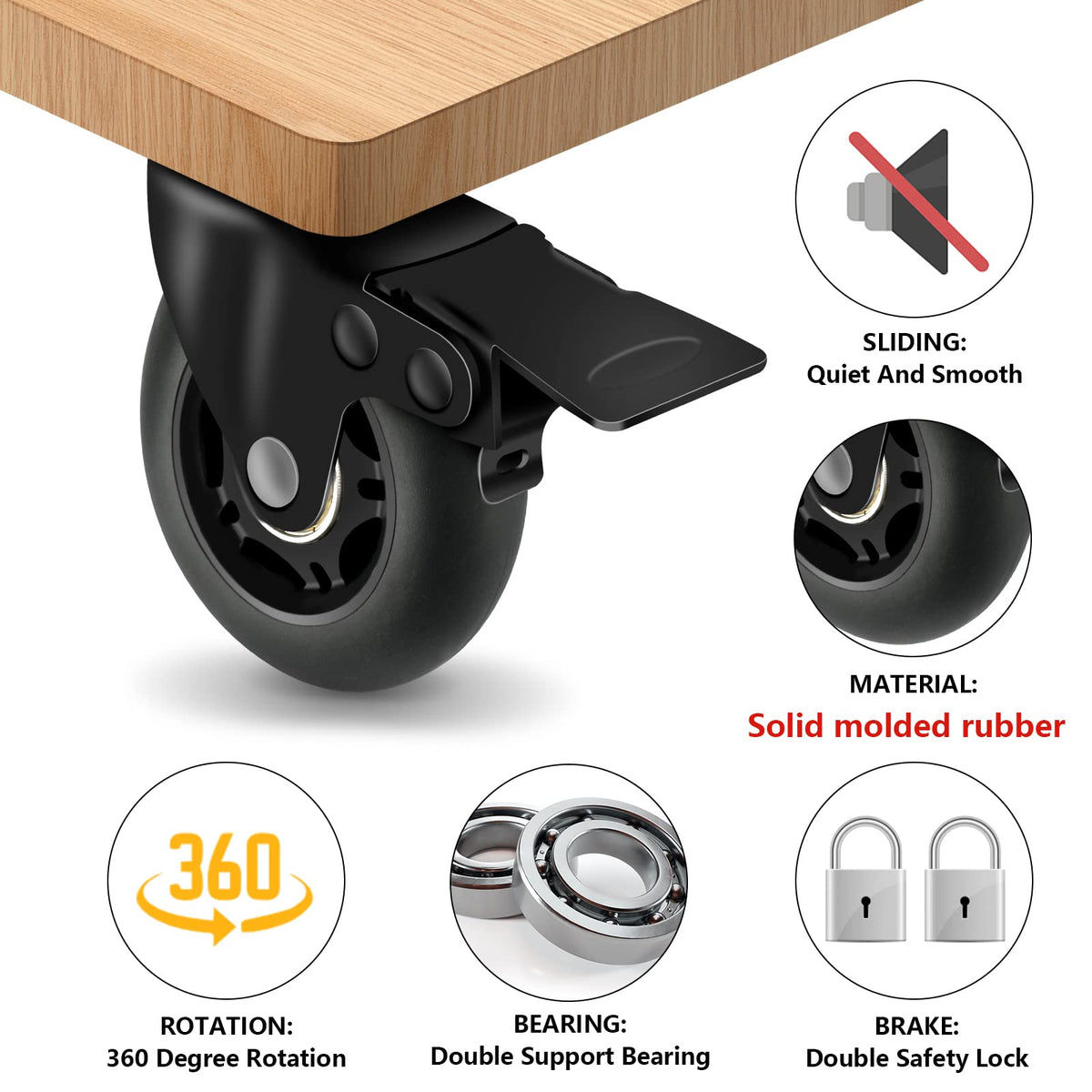 3” Lock Casters Set of 4 Heavy Duty F538