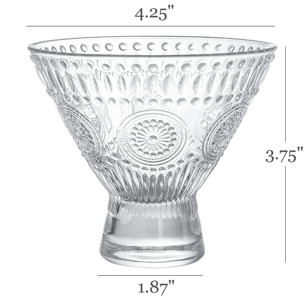 6 Pack 8 oz Stemless Martini Glasses W8486