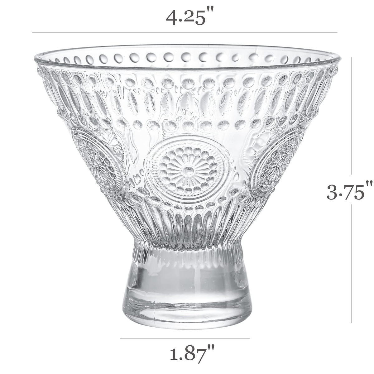 6 Pack 8 oz Stemless Martini Glasses W8486