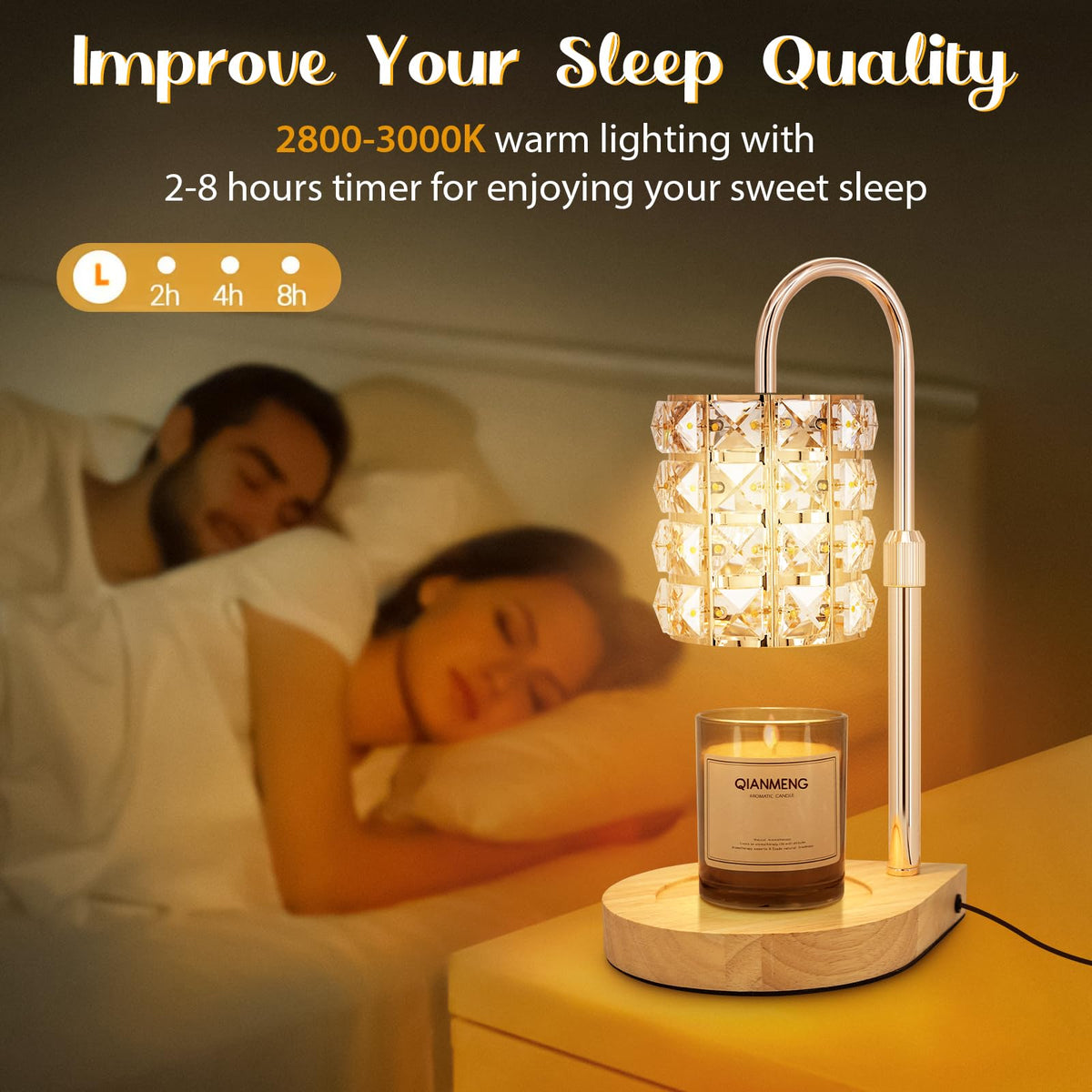 Candle Warmer Lamp with Timer, 2 Bulbs, Gold F78347