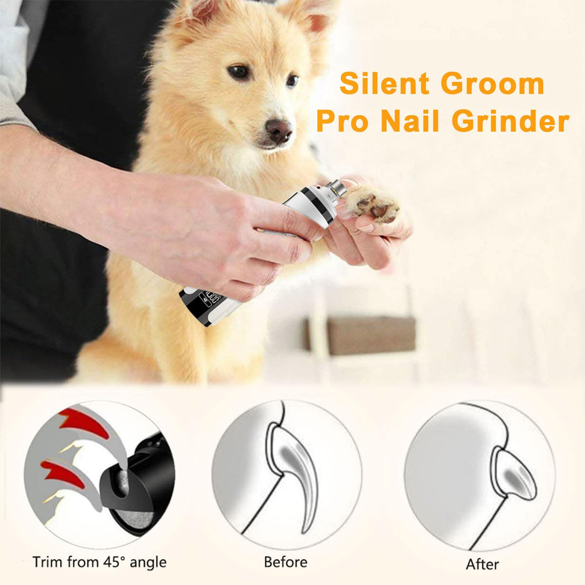 3-Speed Cordless Pet Nail Trimmer with 2 LED Light U49743