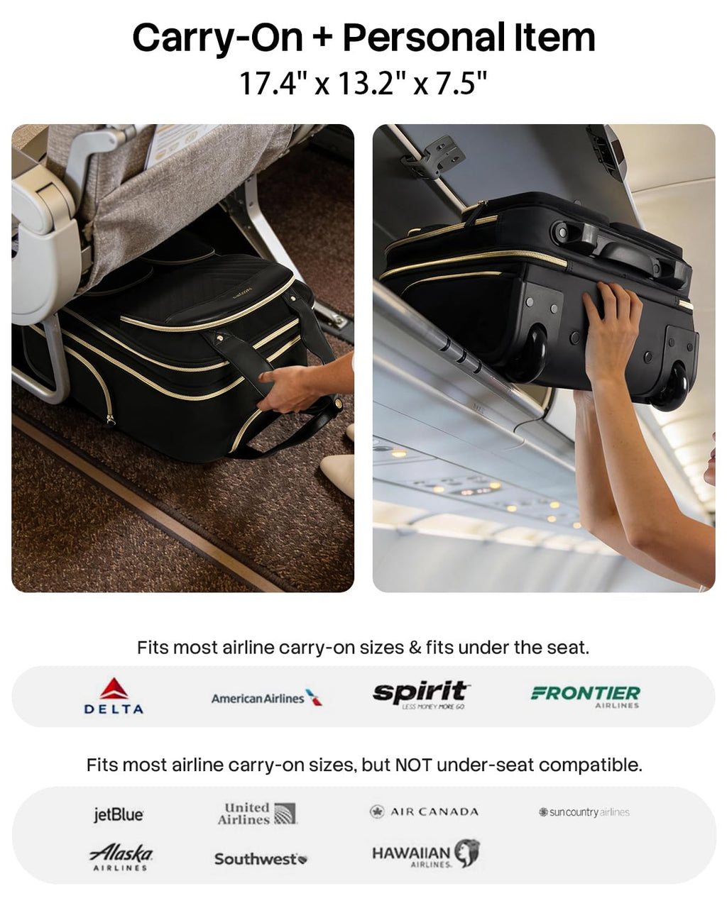 Underseat Carry On Luggage with Wheels G999