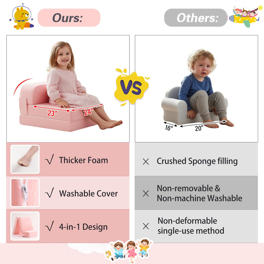 Pink Folding Sofa Bed with Removable Cover G94958