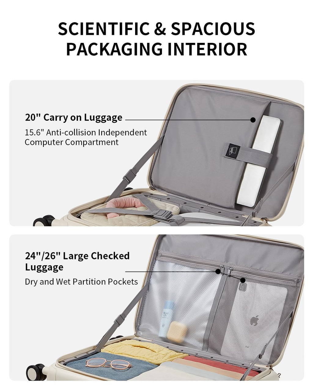 20 Inch Lightweight Hardside Carry On Luggage with Spinner Wheels V39197
