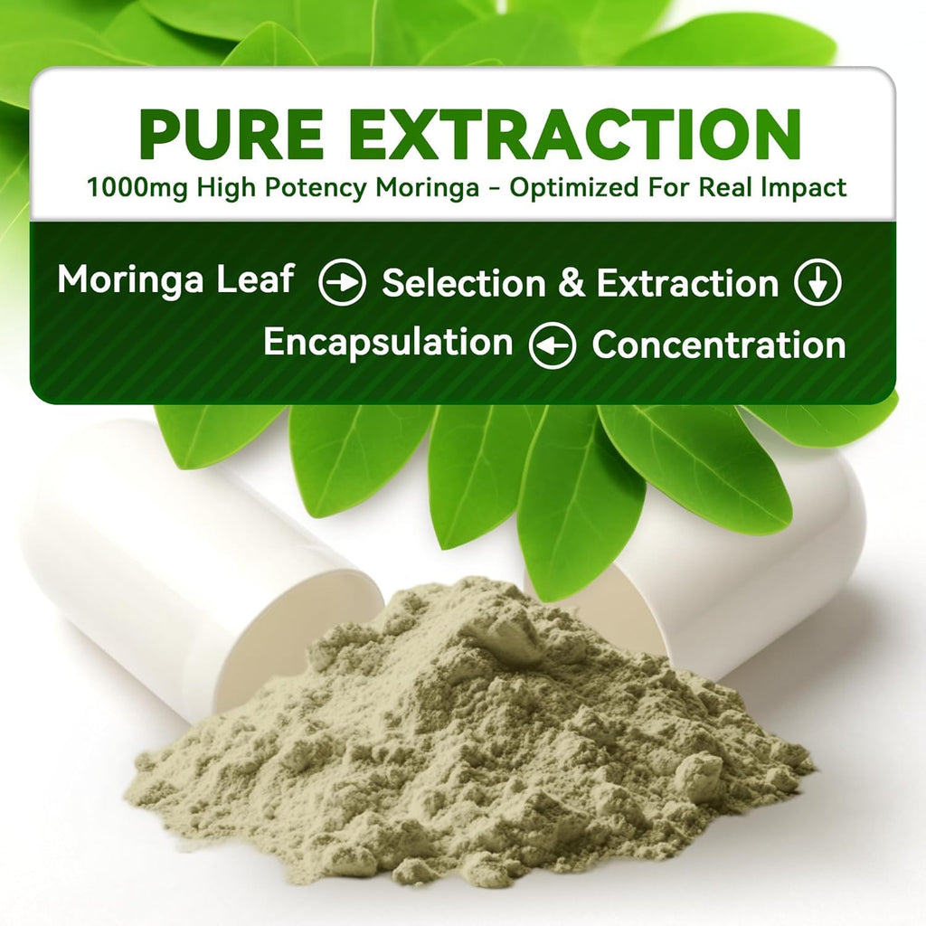Moringa Capsules 1000mg 10:1 Leaf Extract 60 Veg Capsules V73828