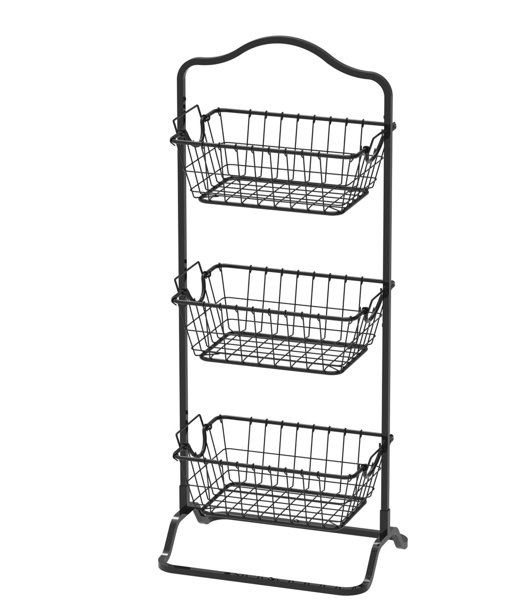 3-Tier Wire Fruit Basket Stand, Black V959