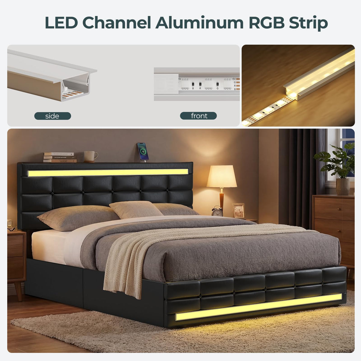 Queen Bed Frame with 4 Storage Drawers B363333