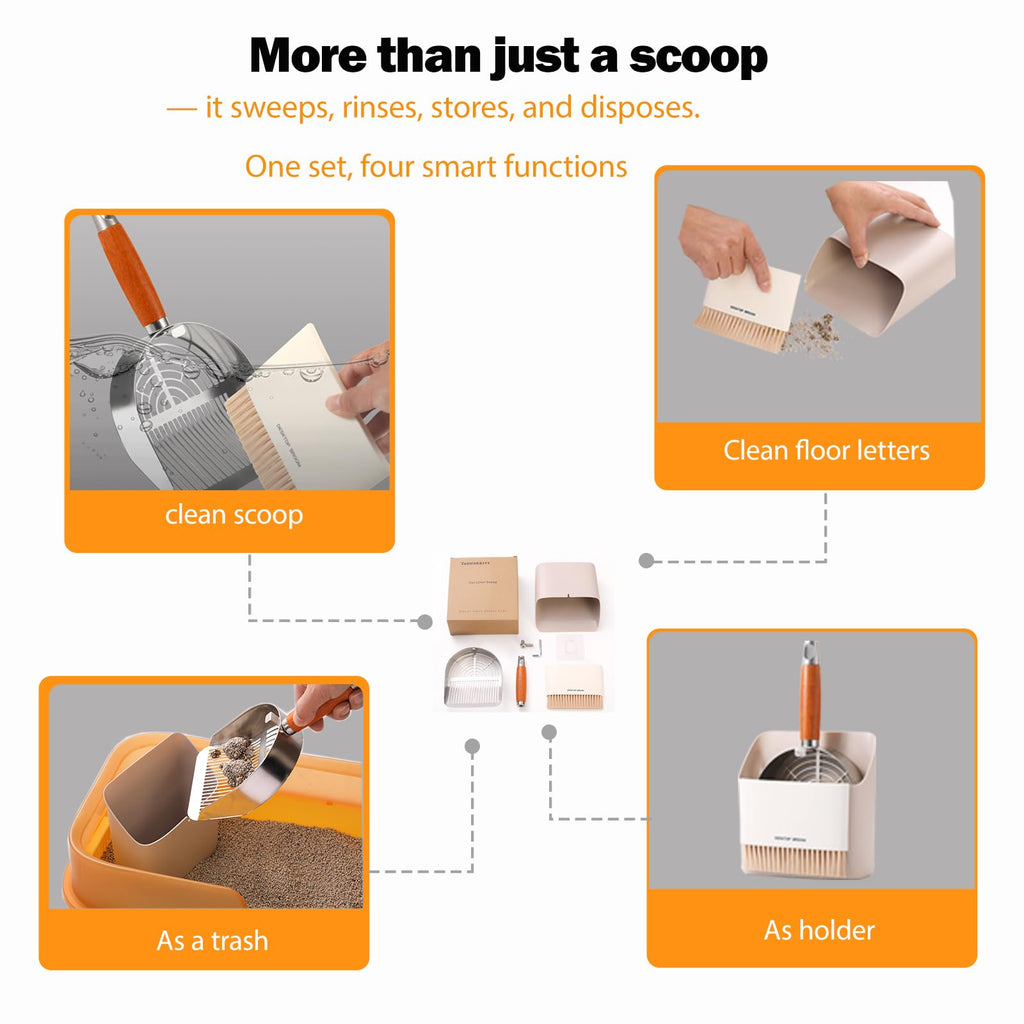 304 Stainless Steel Cat Litter Scoop with Holder Stand M872026