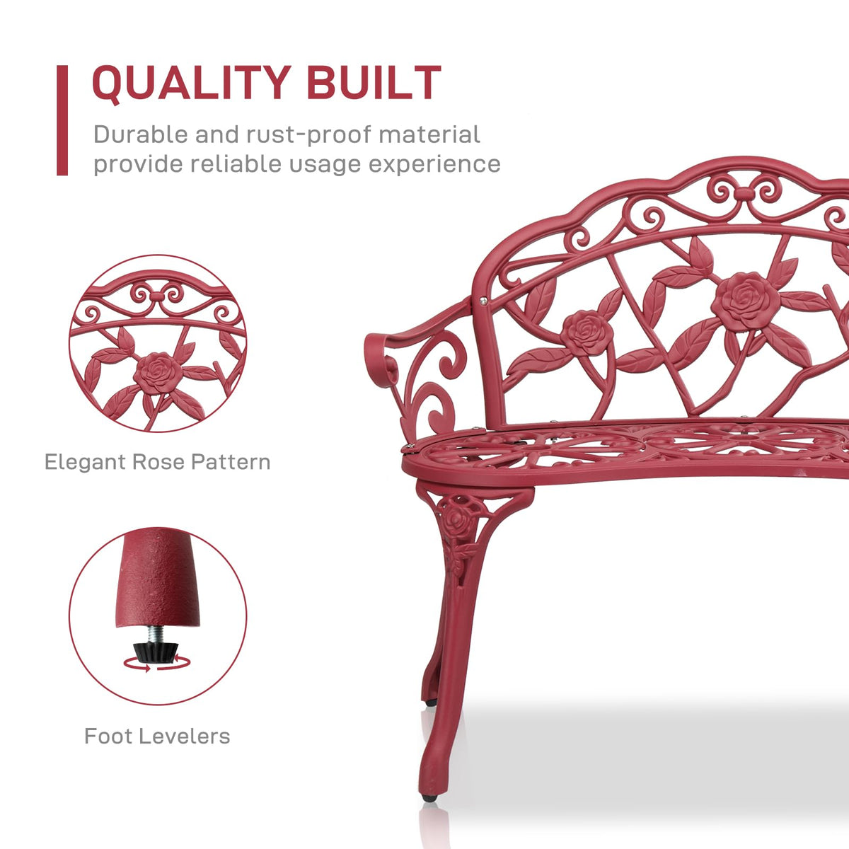 38.5" Cast Iron Aluminum Patio Bench J898193
